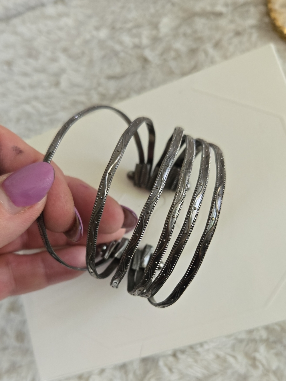 Gunmetal Multi-Bangle Cuff Bracelet - Women's Jewelry